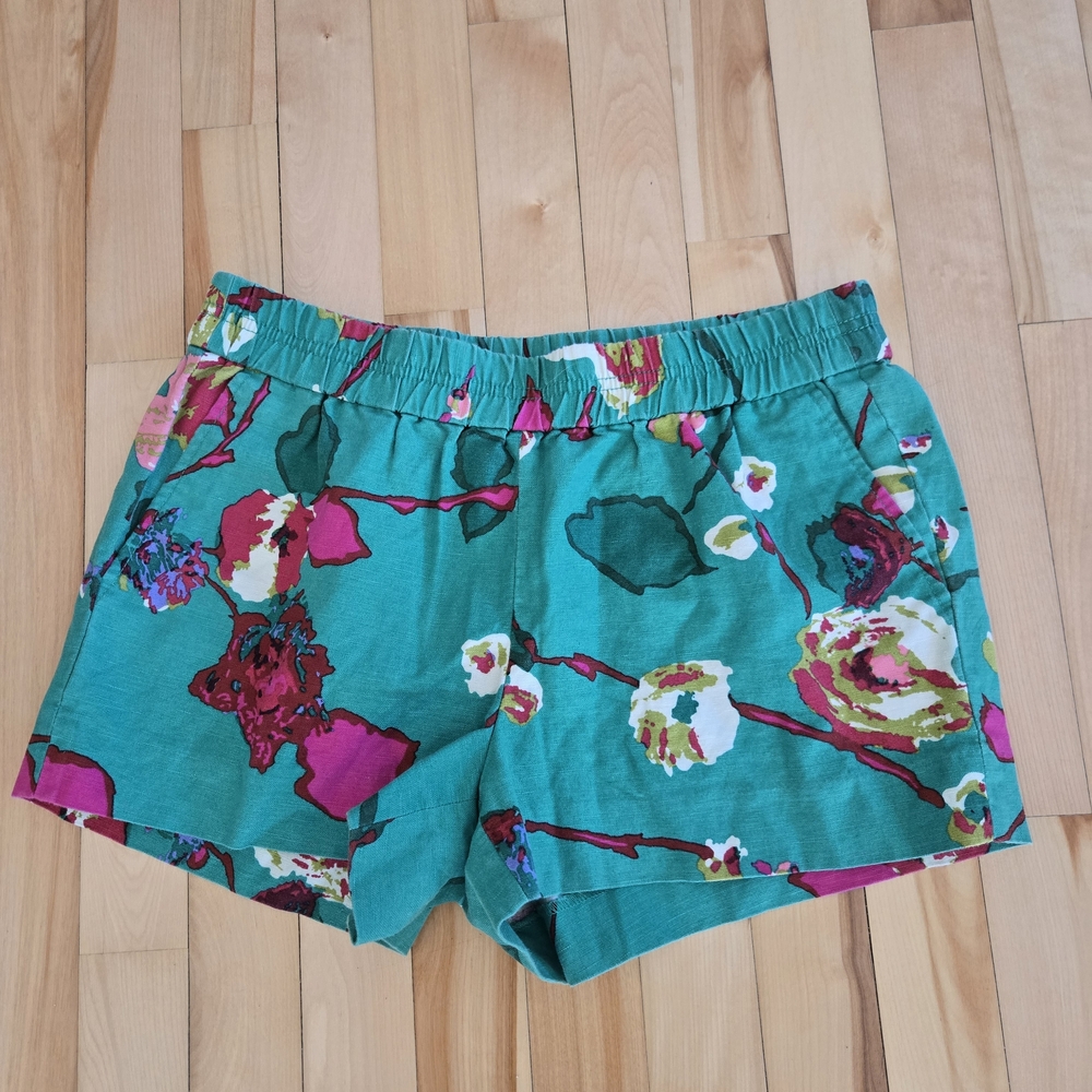 J. Crew Teal Floral High Waist Shorts
